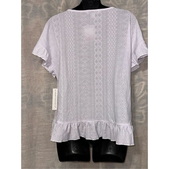 NEW WITH TAGS Counterparts white  flare Sleeves Blouse Shirt Sz small white - Picture 3 of 5